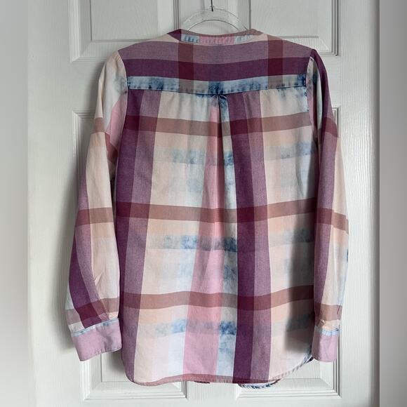 Anthropologie Isabella Sinclair Plaid Popover Blouse XS Oversize - Picture 7 of 10